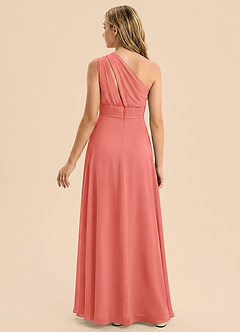 Azazie Skye Junior Salmon Pink A-Line Pleated Chiffon Dress image2