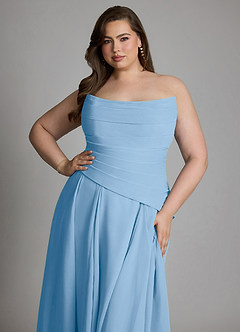 Azazie Gabriela Bridesmaid Dresses Powder Blue A-Line Corset Chiffon Dress image24