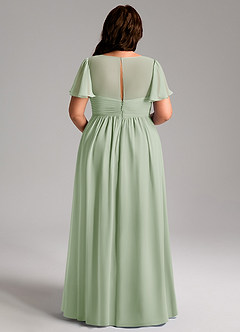 Azazie Verna Maternity Bridesmaid Dresses A-Line V-Neck Ruched Chiffon Floor-Length Dress image12