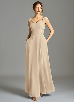 Azazie Oasis Bridesmaid Dresses Champagne A-Line with Pockets Chiffon Dress image6