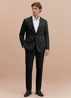 front Miles Black Seersucker Trousers Suit