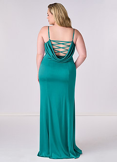 Barbie ♥ Azazie Bridesmaid Dresses Teal Mermaid Corset Stretch Satin Dress image7