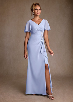 Azazie Suffolk Abiti per la Madre della Sposa Abito A-Line in Chiffon Plissettato Ghiaccio image1