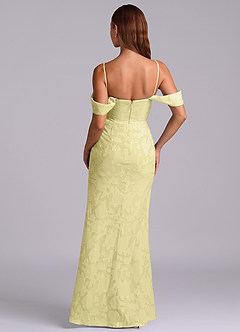 Azazie Johana Bridesmaid Dresses Lemon Sorbet Mermaid Off the Shoulder Floral Burnout Convertible Dress image7