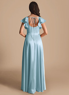 Azazie Bondi Bridesmaid Dresses Sky Blue A-Line Bow Metallic Satin Dress image3