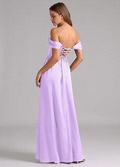 Azazie Hattie Bridesmaid Dresses Lilac A-Line Corset Stretch Satin Dress image2