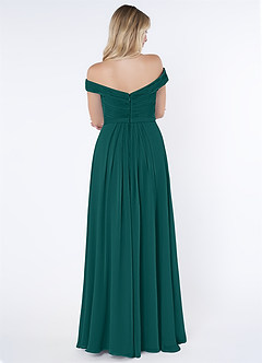 Azazie Audrianna Bridesmaid Dresses Peacock A-Line Off-The-Shoulder Gathered Chiffon Convertible Dress image2
