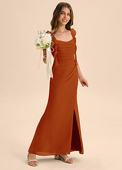 Azazie Jessamine Junior Paprika Mermaid Sweetheart Neckline Chiffon Dress image4