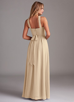 Azazie Dixie Abiti da Damigella Abito A-Line in Chiffon con Scollo Halter a Pieghe Champagne image2