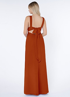 Azazie Christiana Final Sale Paprika A-Line V-Neck Pleated Chiffon Dress image3