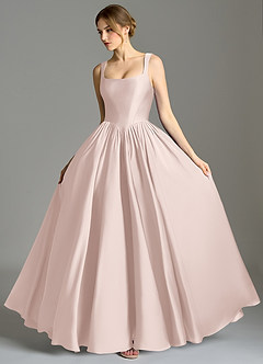 Azazie Verina Bridesmaid Dresses Blushing Pink A-Line Pleated Stretch Satin Dress image4