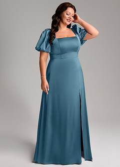 Azazie Fyona Bridesmaid Dresses Bermuda A-Line Pleated Stretch Satin Dress image13