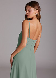 Azazie Wren Bridesmaid Dresses Silver Sage A-Line Strapless Chiffon Dress image7