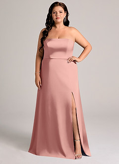 Azazie Wren Bridesmaid Dresses Rosette A-Line Strapless Stretch Satin Convertible Dress image6