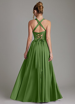 Azazie Francis Bridesmaid Dresses Basil A-Line Corset Stretch Satin Dress image2