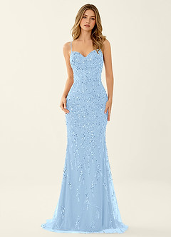 Zivah Light Blue Beaded Corset Lace Up Back Mermaid Dress image4