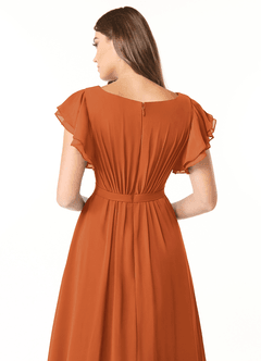 Azazie Daphne vestidos de dama de honor modestos Vestido de Corte En A Volantes Hasta el suelo Gasa image5
