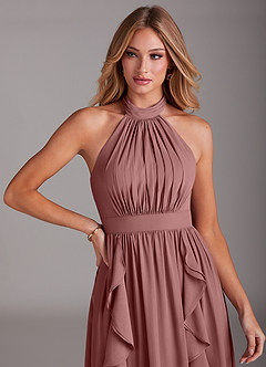 Azazie Avary Brautjungfernkleider A-Linie Plissee Chiffon Kleid Wüstenrose image6
