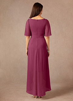 Azazie Pascual Mother of the Bride Dresses Mulberry A-Line Pleated Chiffon Dress image4