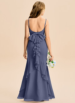 Azazie Lioren Junior Vestido de Tormenta de Gasa de Corte Sirena con Lazo image5