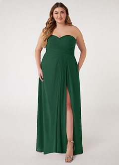Azazie Arabella Allure Brautjungfernkleider Wandelbar A-Linie Herzausschnitt Chiffon Kleid Dunkelgrün image12