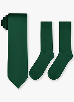front Matching Stretch Satin Wide Tie & Cotton Socks Set