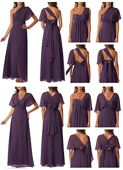 Azazie Fifi Bridesmaid Dresses Plum A-Line Strapless Chiffon Convertible Dress image10