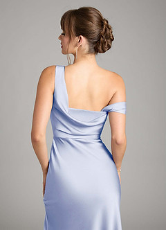 Azazie Madelyn Bridesmaid Dresses Ice Mermaid One Shoulder Stretch Satin Convertible Dress image7