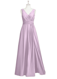 Azazie Karina Jurken voor bruidsmeisjes Jurk van Chiffon met A-Lijn Geplooid Frosted Lila image6