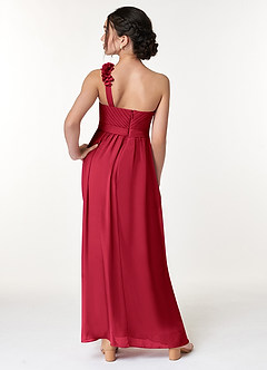 Azazie Flower Junior Scarlet A-Line Pleated Chiffon Dress image6