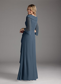 Azazie Jaycee Kleider für die Brautmutter A-Linie Chiffon Kleid Neptunblau image2