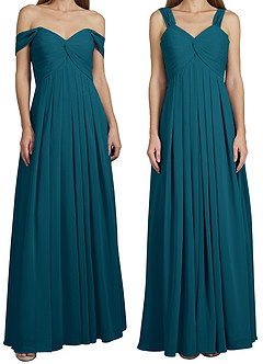 Azazie Kaitlynn Bridesmaid Dresses Ink Blue Empire Ruched Chiffon Convertible Dress image8