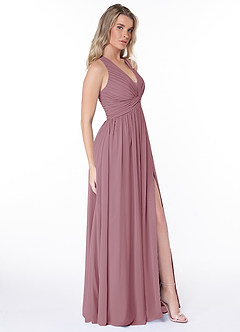 Azazie Jaclyn Bridesmaid Dresses Vintage Mauve A-Line Pleated Chiffon Dress image4