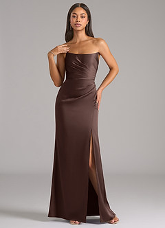 Azazie Marla Bridesmaid Dresses Ganache Sheath Strapless Stretch Satin Convertible Dress image3