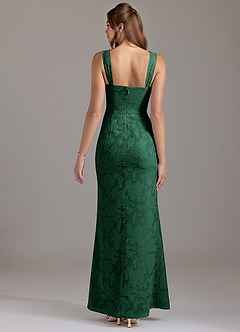 Azazie Denice Bridesmaid Dresses Dark Green A-Line Pleated Floral Burnout Dress image5