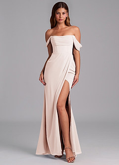 Azazie Johana Jurken voor bruidsmeisjes Converteerbaar Jurk van Chiffon met Zeemeermin Off the Shoulder Rozenblaadje image3