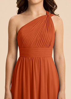 Azazie Skye Junior Burnt Orange A-Line Pleated Chiffon Dress image5