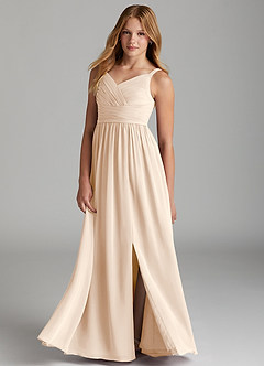 Azazie Chanel Junior Blushing Pink A-Line Sweetheart Neckline Chiffon Dress image3