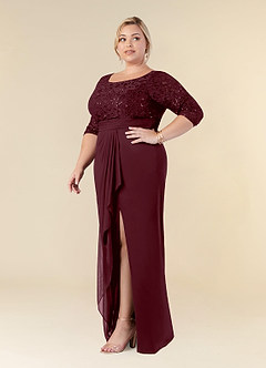 Azazie Macie vestidos de madre de la novia Vestido de Cabernet de Encaje de Recto con Scoop Lentejuelas image9
