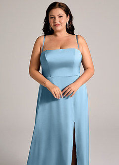 Azazie Wren Bridesmaid Dresses Steel Blue A-Line Strapless Stretch Satin Convertible Dress image11