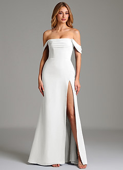 Azazie Riley Brautjungfernkleider Wandelbar Etui Schulterfrei Chiffon Kleid Weiß image4