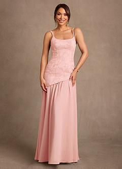 Azazie Flossie Mère de la mariée Robes Robe Trapèze en Mousseline de soie Plissée Rosette image4