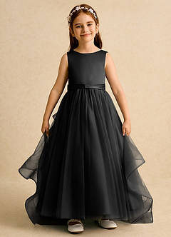 Azazie Lior vestidos de niña de las flores Vestido de Negro de Tul de Princesa con Plisado image2