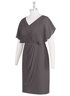 Azazie Julia Mother of the Bride Dresses Steel Grey Sheath V-Neck Pleated Chiffon Dress image8