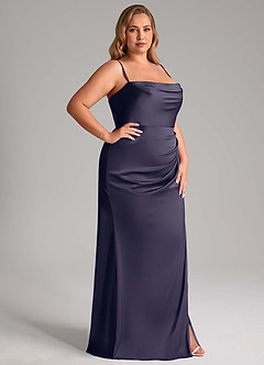 Azazie Leonis Bridesmaid Dresses Stormy Mermaid Pleated Stretch Satin Convertible Dress image13