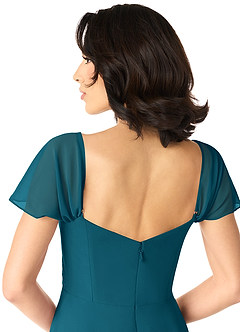 Azazie Tancie Brautjungfernkleider Wandelbar A-Linie Schulterfrei Chiffon Kleid Tintenblau image5