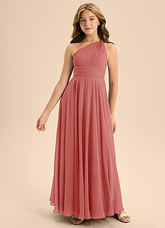 Azazie Charlize Junior Linia A Pofałdowany Szyfon Długość podłogi Młodsza druhna Sukienka image3