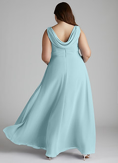 Azazie Karina Bridesmaid Dresses Sea Glass A-Line Pleated Chiffon Dress image9