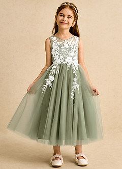 Azazie Sundae Robe Demoiselle D'honneur Fillette Robe Princesse en Dentelle Pistache image6