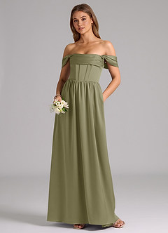 Azazie Hattie Bridesmaid Dresses Pistachio A-Line Corset Stretch Satin Dress image5